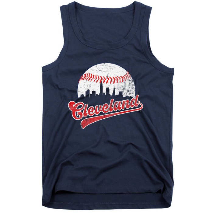 Retro Skyline Cleveland Baseball Tank Top