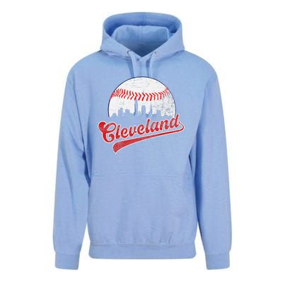 Retro Skyline Cleveland Baseball Unisex Surf Hoodie