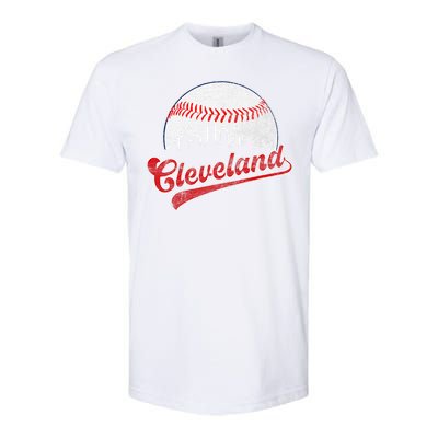 Retro Skyline Cleveland Baseball Softstyle CVC T-Shirt