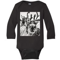 Reindeer Selfie Christmas Baby Long Sleeve Bodysuit