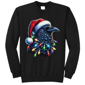 Raven Santa Christmas Tree Lighting Women Xmas Funny Sweatshirt