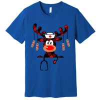 Reindeer Scrubs Christmas Scrub Top Rubber Gloves Nurses Gift Premium T-Shirt