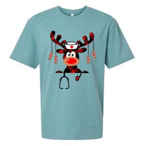 Reindeer Scrubs Christmas Scrub Top Rubber Gloves Nurses Gift Sueded Cloud Jersey T-Shirt