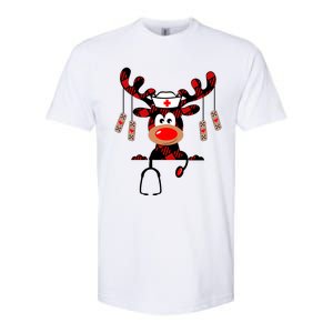 Reindeer Scrubs Christmas Scrub Top Rubber Gloves Nurses Gift Softstyle CVC T-Shirt