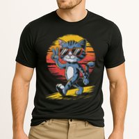Retro Sunset Cool Cat With Sunglasses Peace Sign Cooling Performance Crew T-Shirt