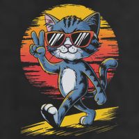 Retro Sunset Cool Cat With Sunglasses Peace Sign Adult Drive Performance Visor