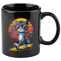 Retro Sunset Cool Cat With Sunglasses Peace Sign 11oz C Handle Ceramic Mug