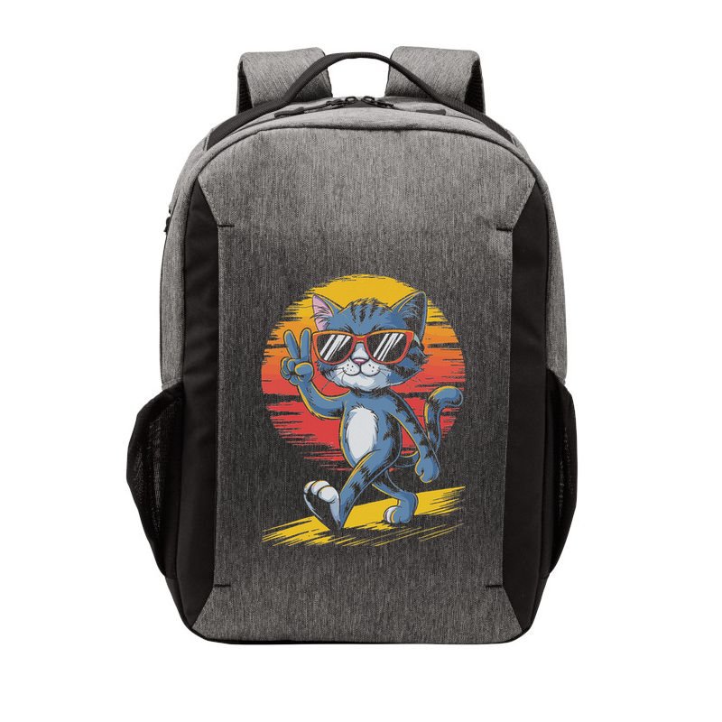 Retro Sunset Cool Cat With Sunglasses Peace Sign Vector Backpack