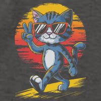 Retro Sunset Cool Cat With Sunglasses Peace Sign Vector Backpack