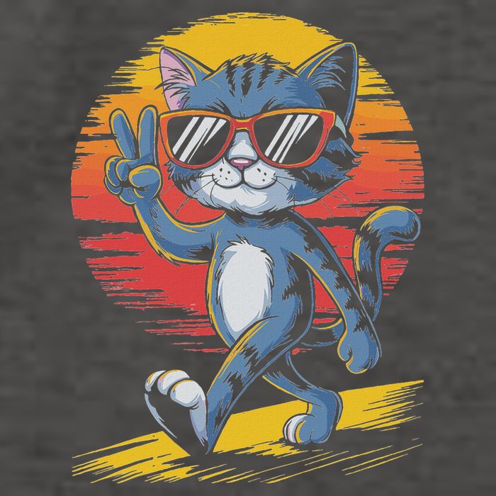 Retro Sunset Cool Cat With Sunglasses Peace Sign Vector Backpack
