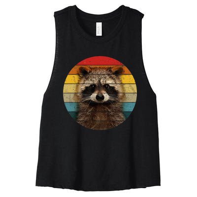 Raccoon Sunset Cute Baby Raccoon Women's Racerback Cropped Tank