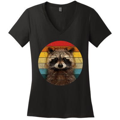 Raccoon Sunset Cute Baby Raccoon Women's V-Neck T-Shirt