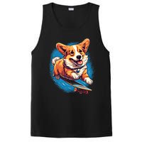 Retro Skateboarding Corgi Dog Skateboard Gift PosiCharge Competitor Tank