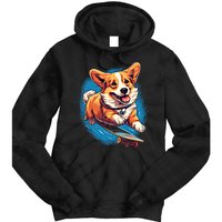 Retro Skateboarding Corgi Dog Skateboard Gift Tie Dye Hoodie