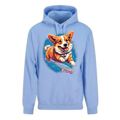 Retro Skateboarding Corgi Dog Skateboard Gift Unisex Surf Hoodie