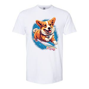 Retro Skateboarding Corgi Dog Skateboard Gift Softstyle CVC T-Shirt