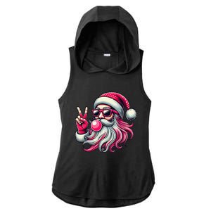 Retro Santa Christmas Blowing Bubble Pin.K Santa Xmas Funny Ladies PosiCharge Tri-Blend Wicking Draft Hoodie Tank