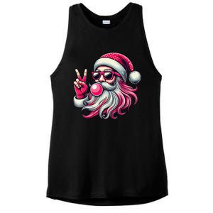 Retro Santa Christmas Blowing Bubble Pin.K Santa Xmas Funny Ladies PosiCharge Tri-Blend Wicking Tank