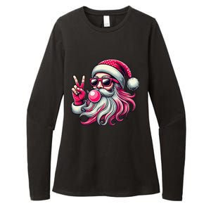 Retro Santa Christmas Blowing Bubble Pin.K Santa Xmas Funny Womens CVC Long Sleeve Shirt