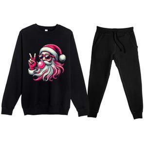 Retro Santa Christmas Blowing Bubble Pin.K Santa Xmas Funny Premium Crewneck Sweatsuit Set