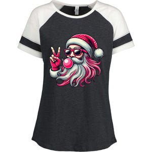 Retro Santa Christmas Blowing Bubble Pin.K Santa Xmas Funny Enza Ladies Jersey Colorblock Tee