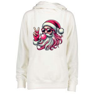 Retro Santa Christmas Blowing Bubble Pin.K Santa Xmas Funny Womens Funnel Neck Pullover Hood