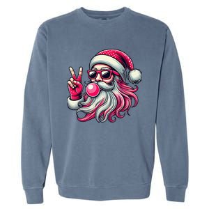 Retro Santa Christmas Blowing Bubble Pin.K Santa Xmas Funny Garment-Dyed Sweatshirt