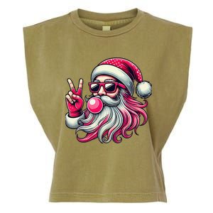 Retro Santa Christmas Blowing Bubble Pin.K Santa Xmas Funny Garment-Dyed Women's Muscle Tee