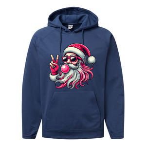 Retro Santa Christmas Blowing Bubble Pin.K Santa Xmas Funny Performance Fleece Hoodie