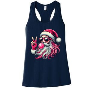 Retro Santa Christmas Blowing Bubble Pin.K Santa Xmas Funny Women's Racerback Tank