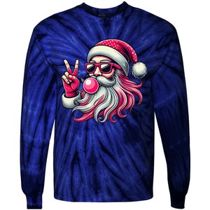 Retro Santa Christmas Blowing Bubble Pin.K Santa Xmas Funny Tie-Dye Long Sleeve Shirt