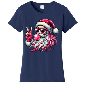 Retro Santa Christmas Blowing Bubble Pin.K Santa Xmas Funny Women's T-Shirt