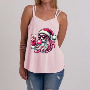 Retro Santa Christmas Blowing Bubble Pin.K Santa Xmas Funny Women's Strappy Tank