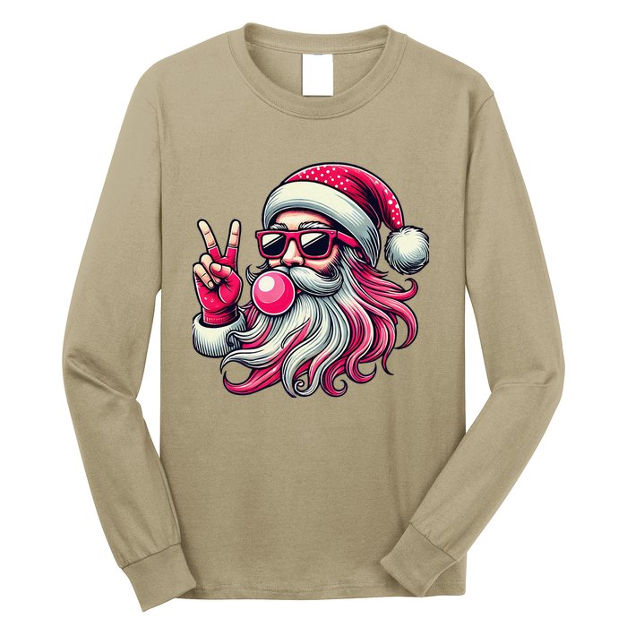 Retro Santa Christmas Blowing Bubble Pin.K Santa Xmas Funny Long Sleeve Shirt