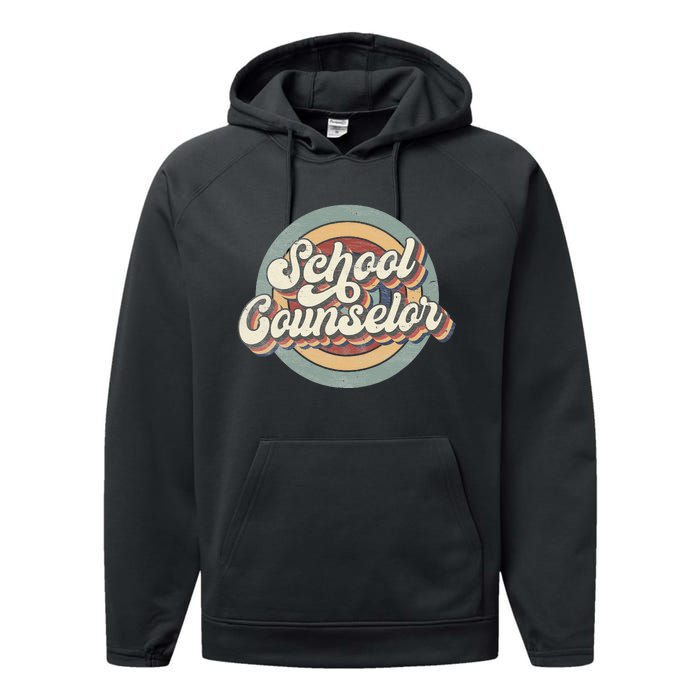 Retro School Counselor Back To School Teacher Squad Crew Performance Fleece Hoodie