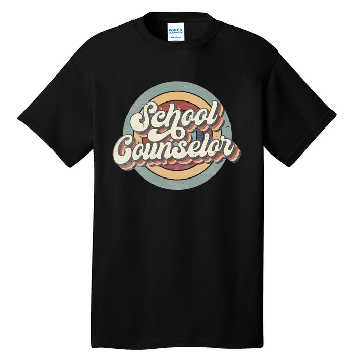 Retro School Counselor Back To School Teacher Squad Crew Tall T-Shirt