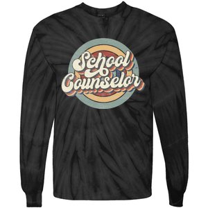 Retro School Counselor Back To School Teacher Squad Crew Tie-Dye Long Sleeve Shirt