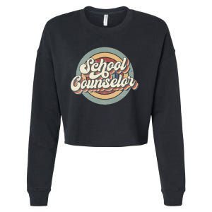 Retro School Counselor Back To School Teacher Squad Crew Cropped Pullover Crew