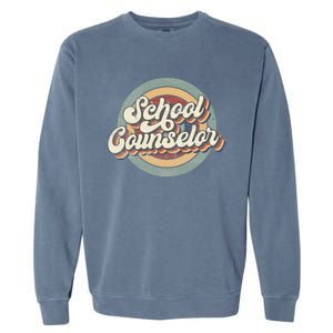 Retro School Counselor Back To School Teacher Squad Crew Garment-Dyed Sweatshirt