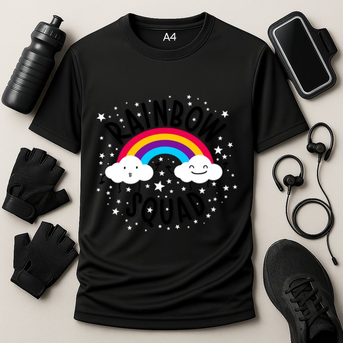 Rainbow Squad Cute Funny Cloud Sky Stars Cooling Performance Crew T-Shirt
