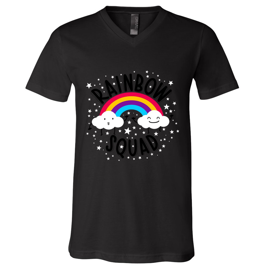 Rainbow Squad Cute Funny Cloud Sky Stars V-Neck T-Shirt