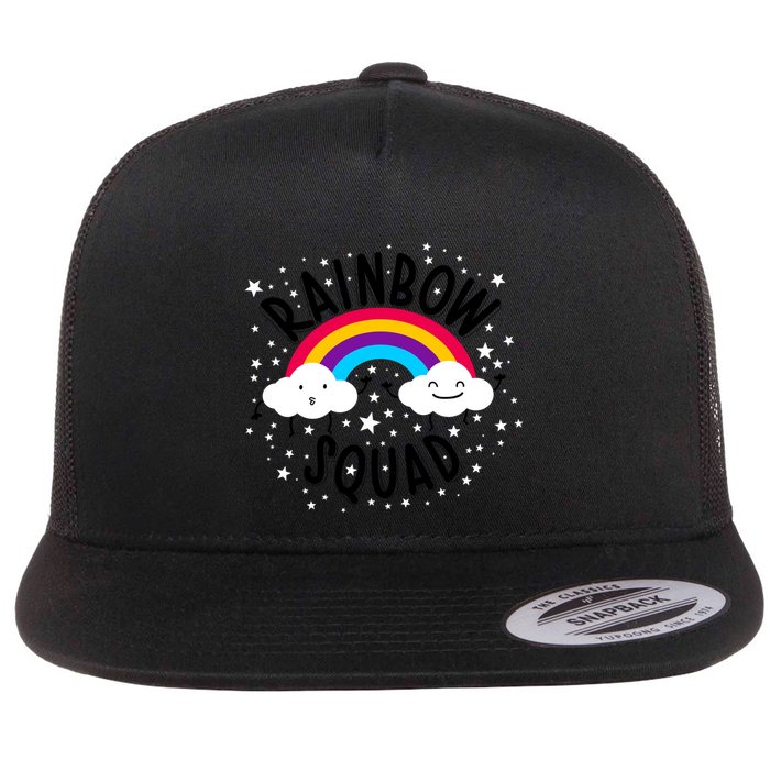 Rainbow Squad Cute Funny Cloud Sky Stars Flatbill Hat