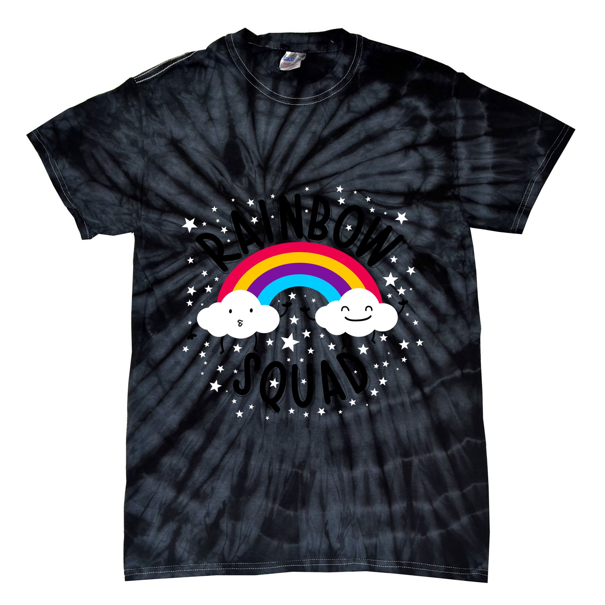 Rainbow Squad Cute Funny Cloud Sky Stars Tie-Dye T-Shirt