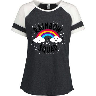 Rainbow Squad Cute Funny Cloud Sky Stars Enza Ladies Jersey Colorblock Tee