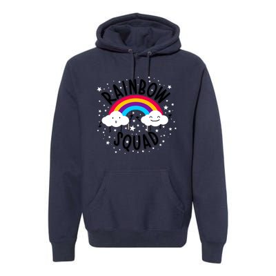 Rainbow Squad Cute Funny Cloud Sky Stars Premium Hoodie