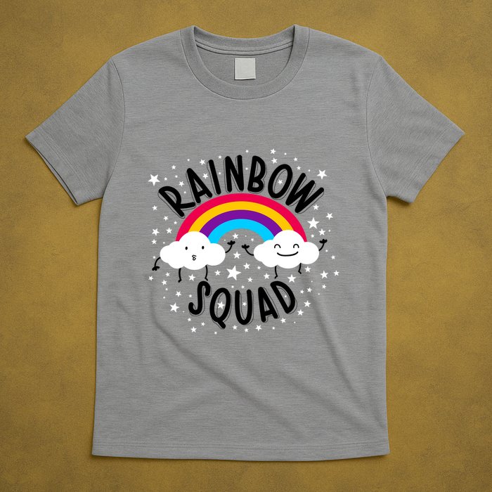 Rainbow Squad Cute Funny Cloud Sky Stars T-Shirt