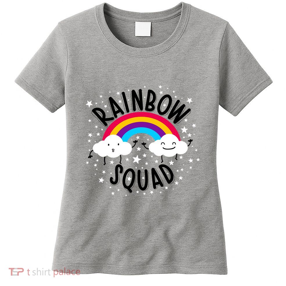 Rainbow Squad Cute Funny Cloud Sky Stars Womens T-Shirt