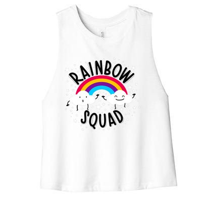 Rainbow Squad Cute Funny Cloud Sky Stars Women's Racerback Cropped Tank