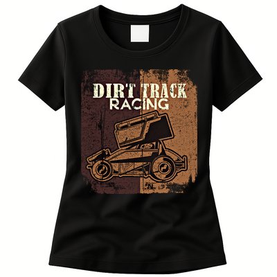 Retro Sprint Car Dirt Track Racing Race Motorsport Fan Gift Womens T-Shirt