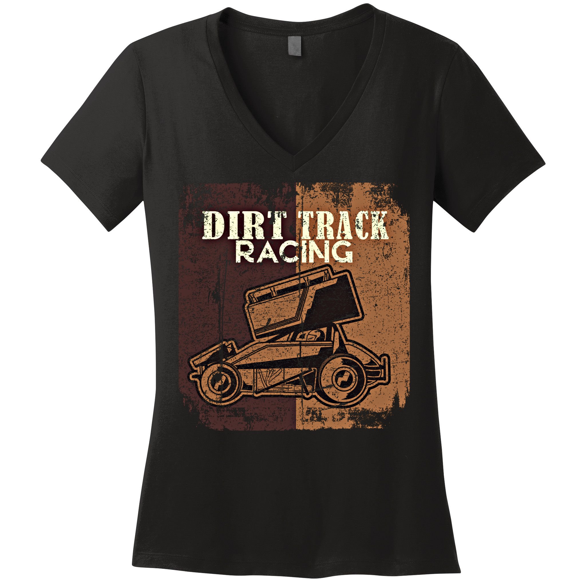 Retro Sprint Car Dirt Track Racing Race Motorsport Fan Gift Women's V-Neck T-Shirt